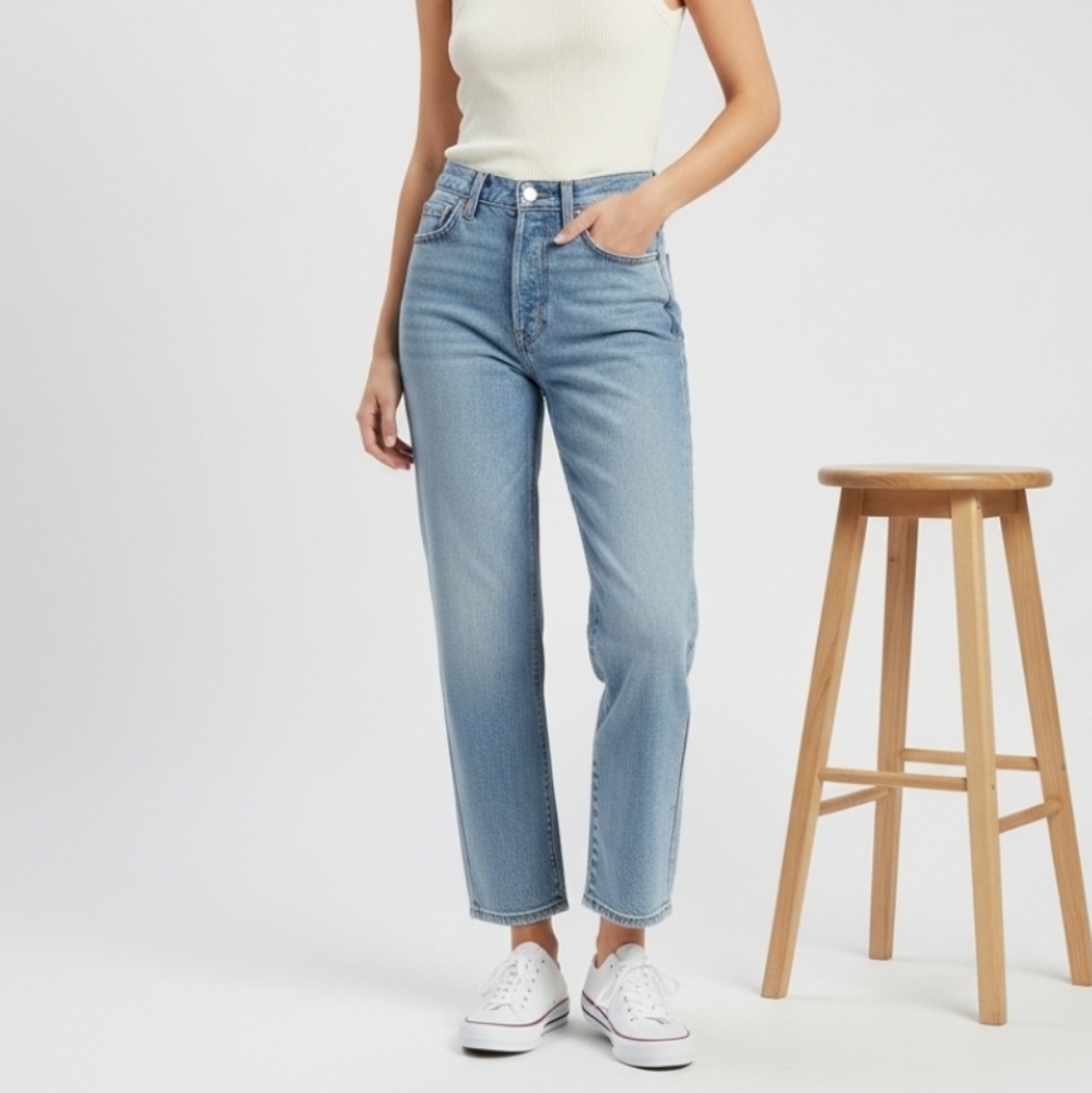 Levi's Ribcage Straight Ankle Jeans Womens 25 X 27 High Rise Denim Button Fly​